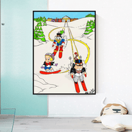 Mr Monopoly Canvas Wall Art: Exclusive Skiing Design-MinimalisticDecor.com