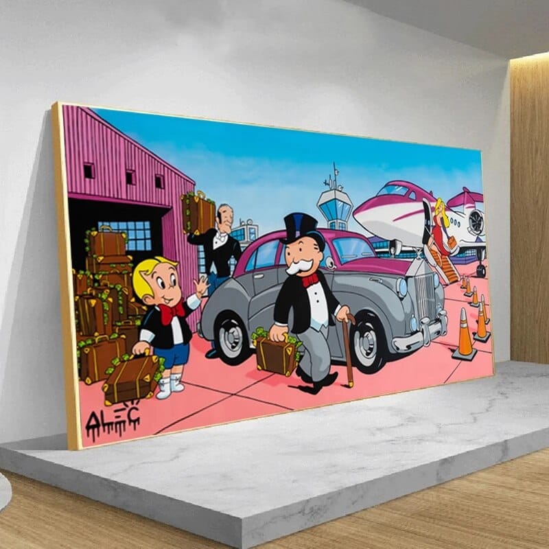 Mr Monopoly Canvas Wall Art for Money Bags on Jet-MinimalisticDecor.com