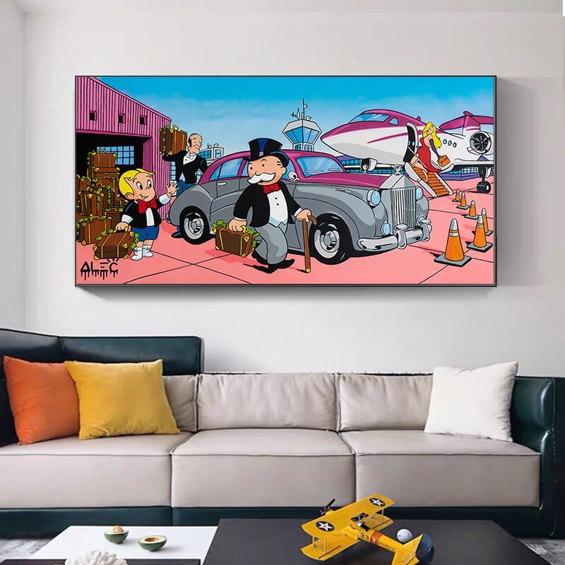 Mr Monopoly Canvas Wall Art for Money Bags on Jet-MinimalisticDecor.com