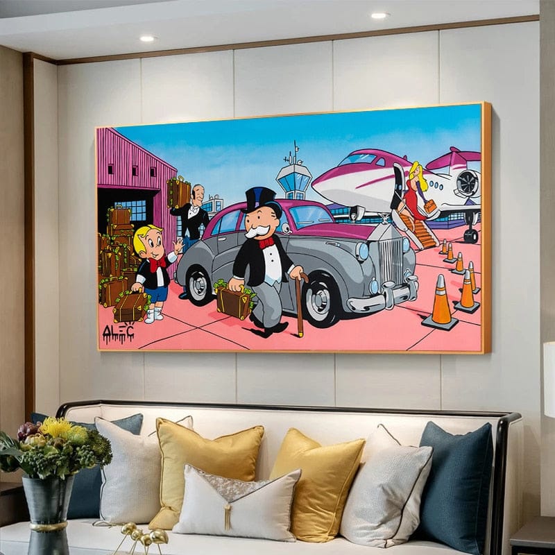 Mr Monopoly Canvas Wall Art for Money Bags on Jet-MinimalisticDecor.com