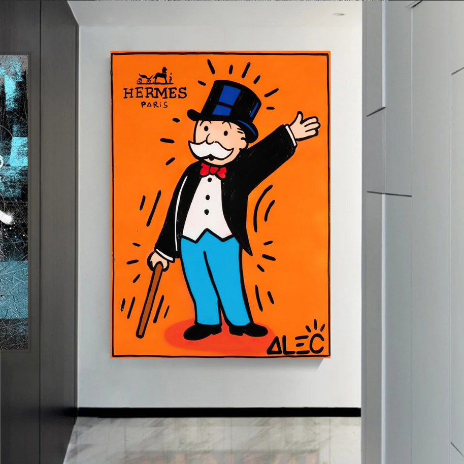 Mr Monopoly Canvas Wall Art Hermes – Luxury Home Decor-MinimalisticDecor.com