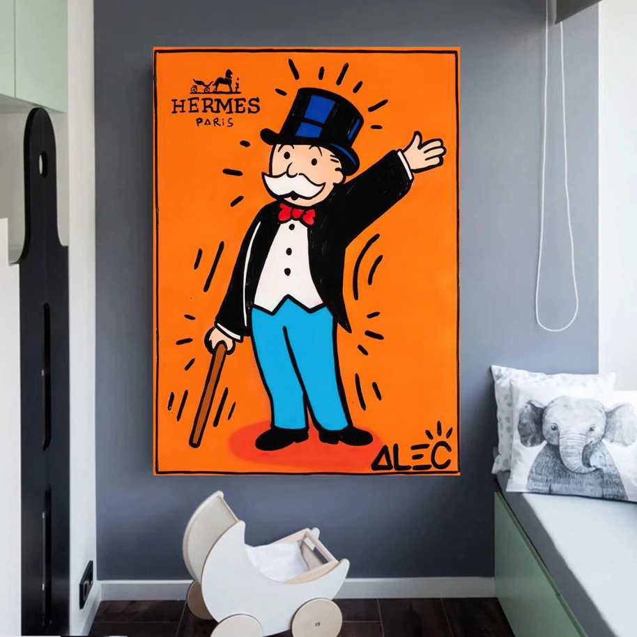 Mr Monopoly Canvas Wall Art Hermes – Luxury Home Decor-MinimalisticDecor.com