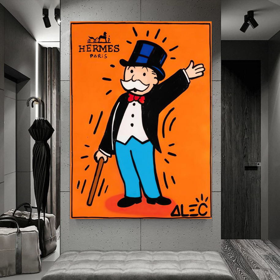 Mr Monopoly Canvas Wall Art Hermes – Luxury Home Decor-MinimalisticDecor.com