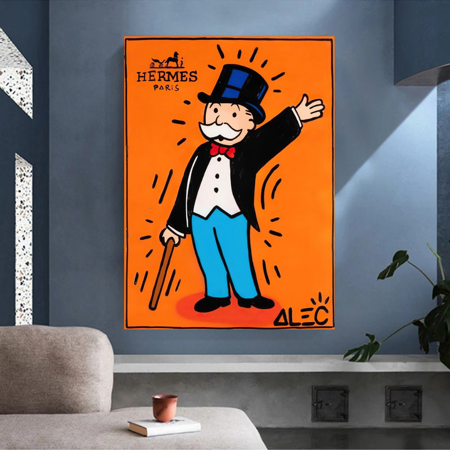 Mr Monopoly Canvas Wall Art Hermes – Luxury Home Decor-MinimalisticDecor.com