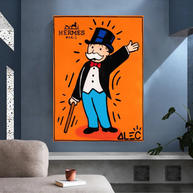 Mr Monopoly Canvas Wall Art Hermes – Luxury Home Decor-MinimalisticDecor.com