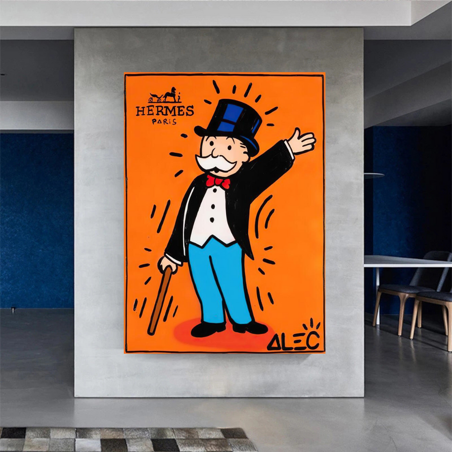 Mr Monopoly Canvas Wall Art Hermes – Luxury Home Decor-MinimalisticDecor.com