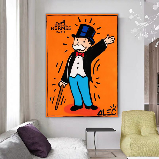 Mr Monopoly Canvas Wall Art Hermes – Luxury Home Decor-MinimalisticDecor.com