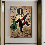 Mr Monopoly Canvas Wall Art - Money Bags-MinimalisticDecor.com
