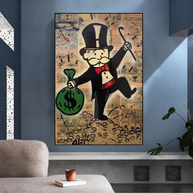 Mr Monopoly Canvas Wall Art - Money Bags-MinimalisticDecor.com