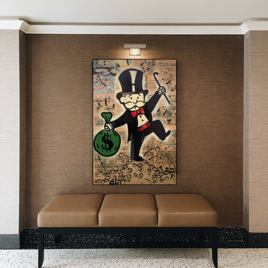 Mr Monopoly Canvas Wall Art - Money Bags-MinimalisticDecor.com