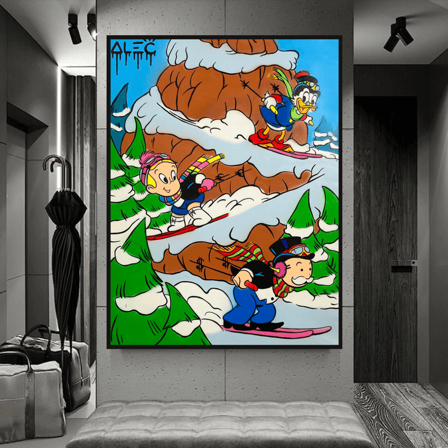 Mr Monopoly Canvas Wall Art – Snow Skiing Exclusive Designs-MinimalisticDecor.com