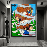 Mr Monopoly Canvas Wall Art – Snow Skiing Exclusive Designs-MinimalisticDecor.com
