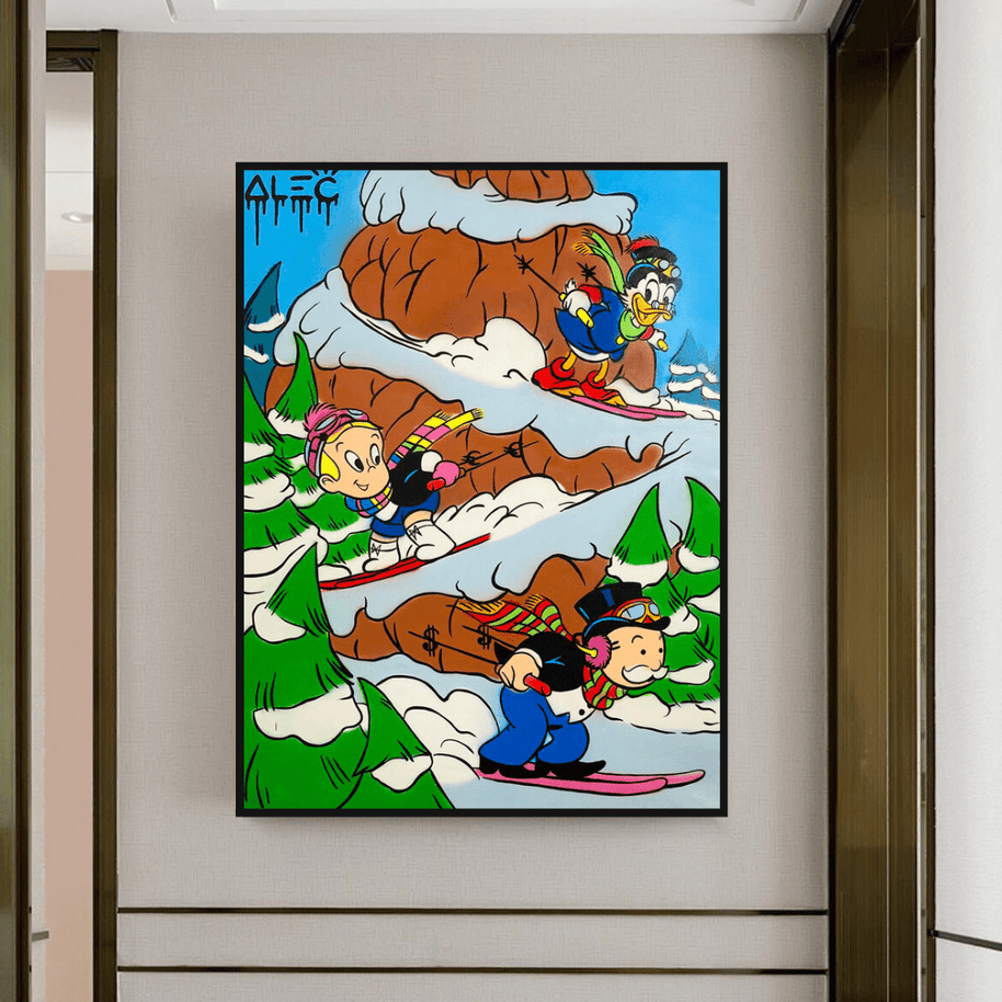 Mr Monopoly Canvas Wall Art – Snow Skiing Exclusive Designs-MinimalisticDecor.com