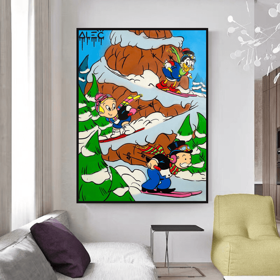 Mr Monopoly Canvas Wall Art – Snow Skiing Exclusive Designs-MinimalisticDecor.com