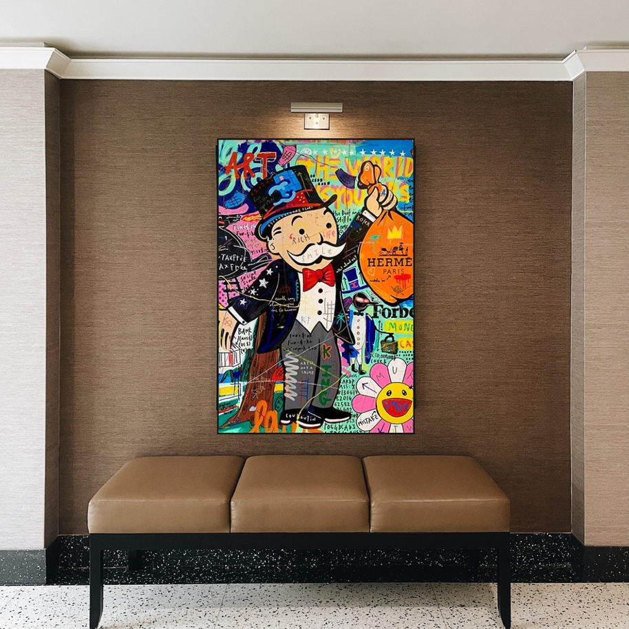 Mr Monopoly Money Bag Wall Art-MinimalisticDecor.com