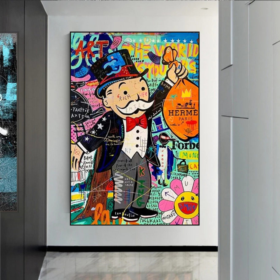 Mr Monopoly Money Bag Wall Art-MinimalisticDecor.com