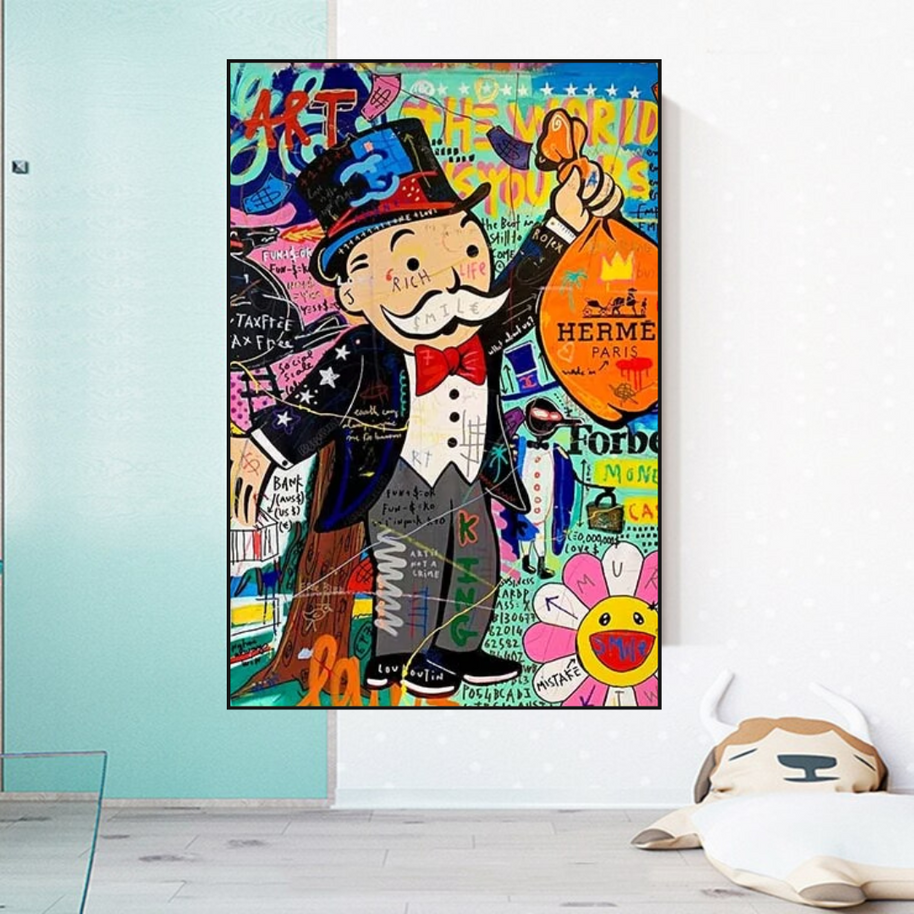 Mr Monopoly Money Bag Wall Art-MinimalisticDecor.com