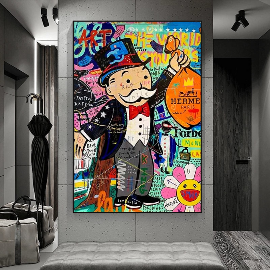 Mr Monopoly Money Bag Wall Art-MinimalisticDecor.com