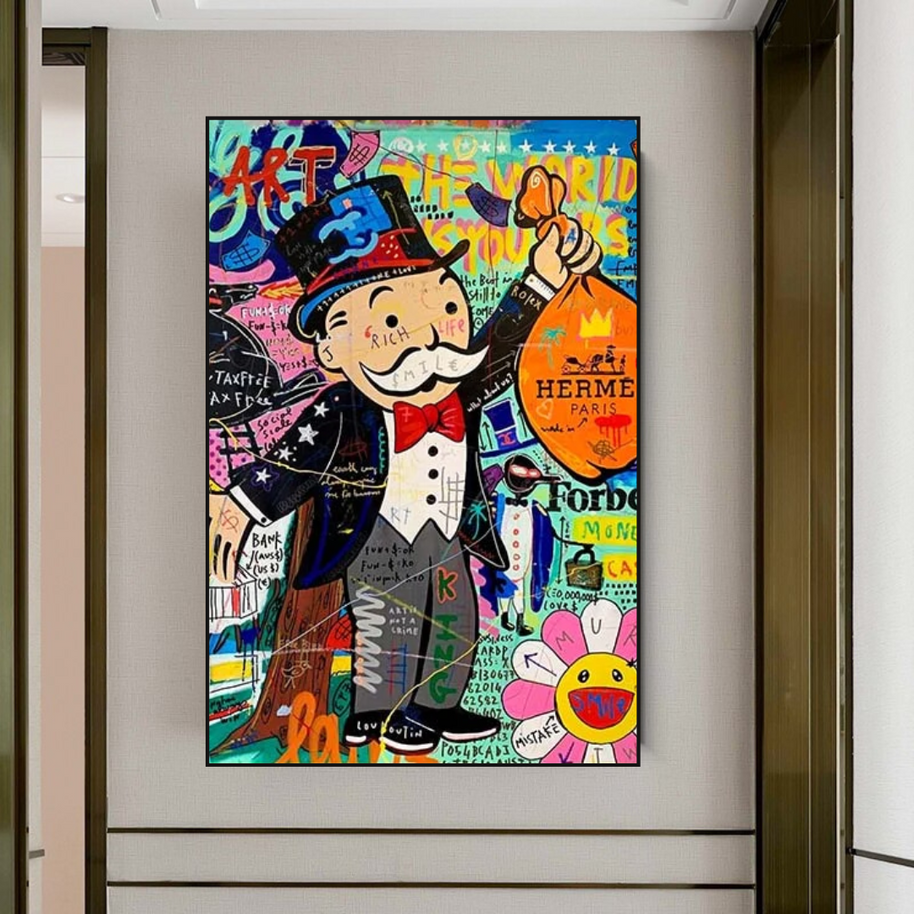 Mr Monopoly Money Bag Wall Art-MinimalisticDecor.com