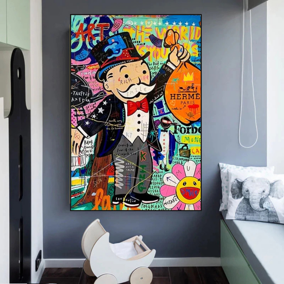 Mr Monopoly Money Bag Wall Art-MinimalisticDecor.com
