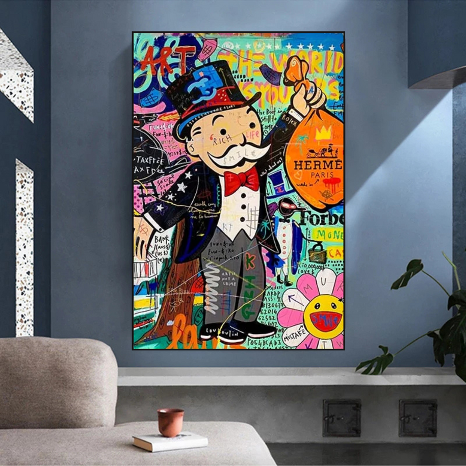 Mr Monopoly Money Bag Wall Art-MinimalisticDecor.com