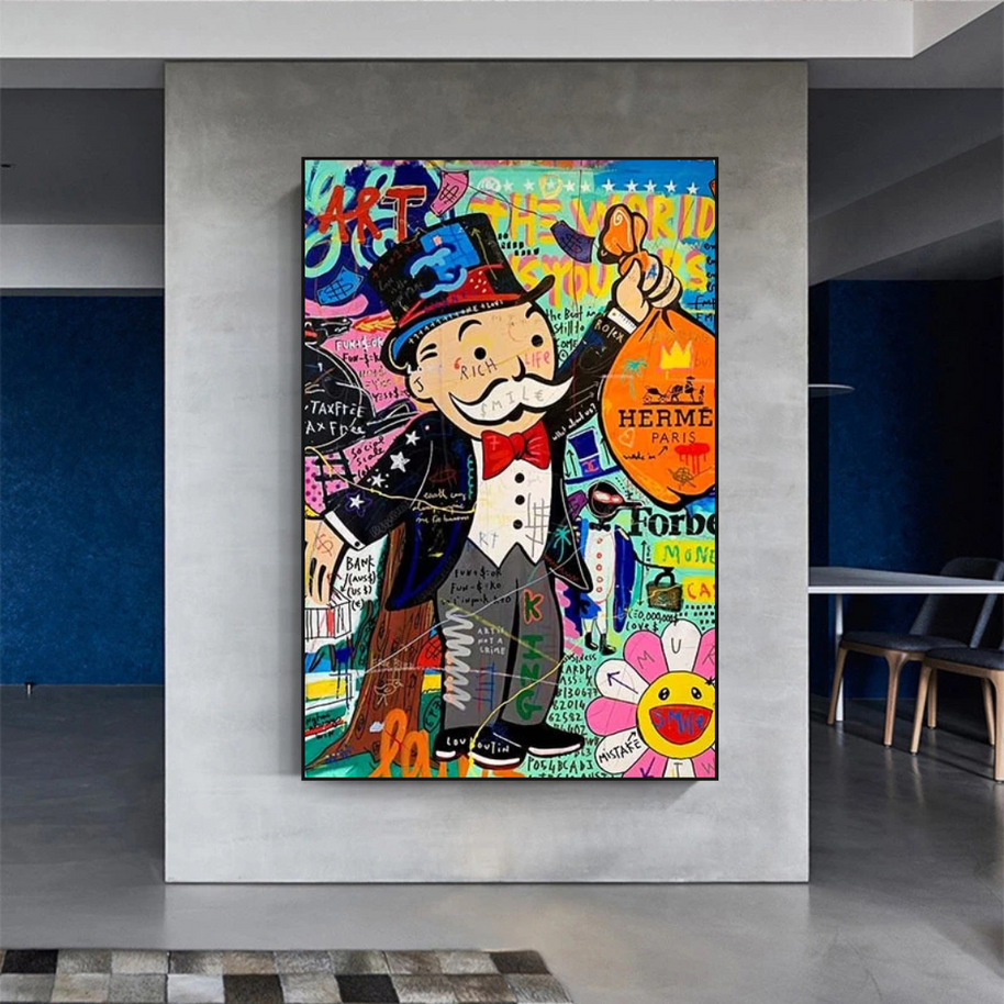 Mr Monopoly Money Bag Wall Art-MinimalisticDecor.com