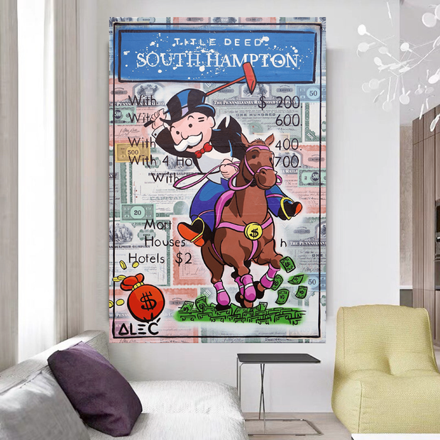 Mr Monopoly Polo Racing South Hampton Title Deed Art-MinimalisticDecor.com