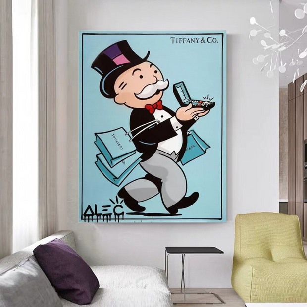 Mr Monopoly Tiffany Jewels Canvas Wall Art-MinimalisticDecor.com