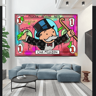 Mr Monopoly Wall Art - One Million Money Art-MinimalisticDecor.com