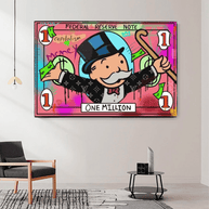 Mr Monopoly Wall Art - One Million Money Art-MinimalisticDecor.com