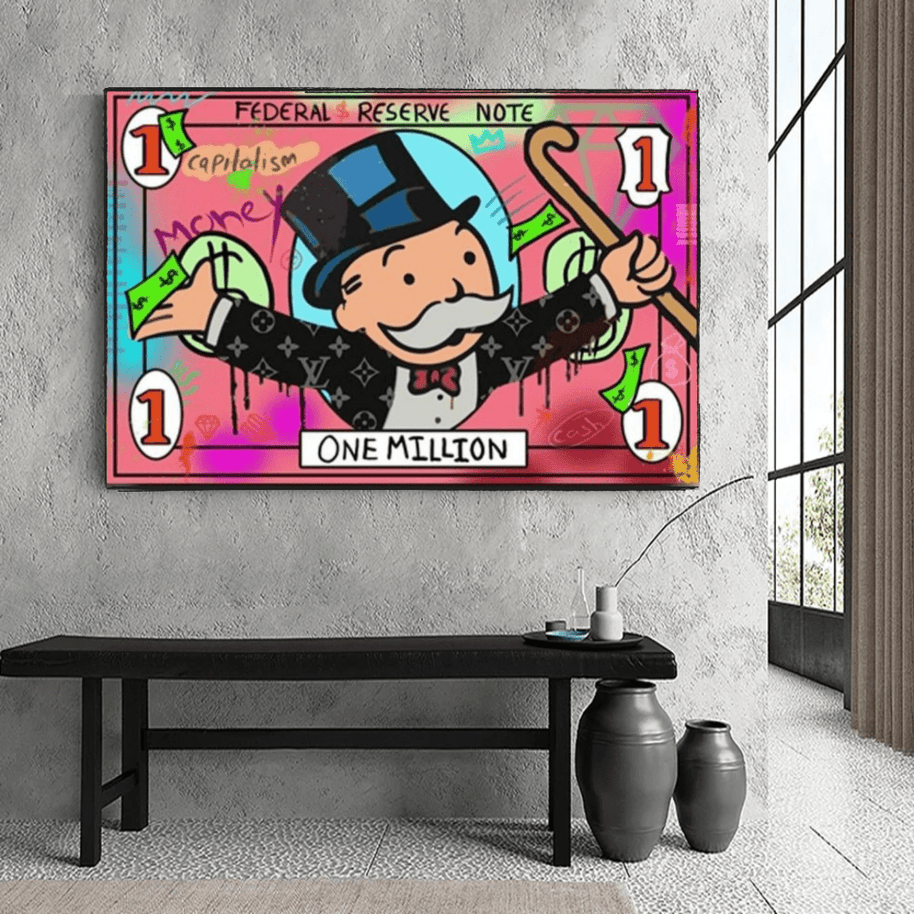 Mr Monopoly Wall Art - One Million Money Art-MinimalisticDecor.com