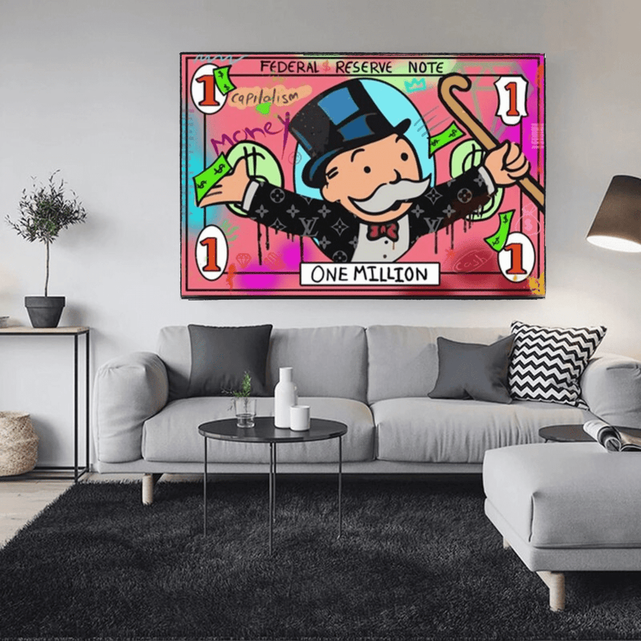 Mr Monopoly Wall Art - One Million Money Art-MinimalisticDecor.com