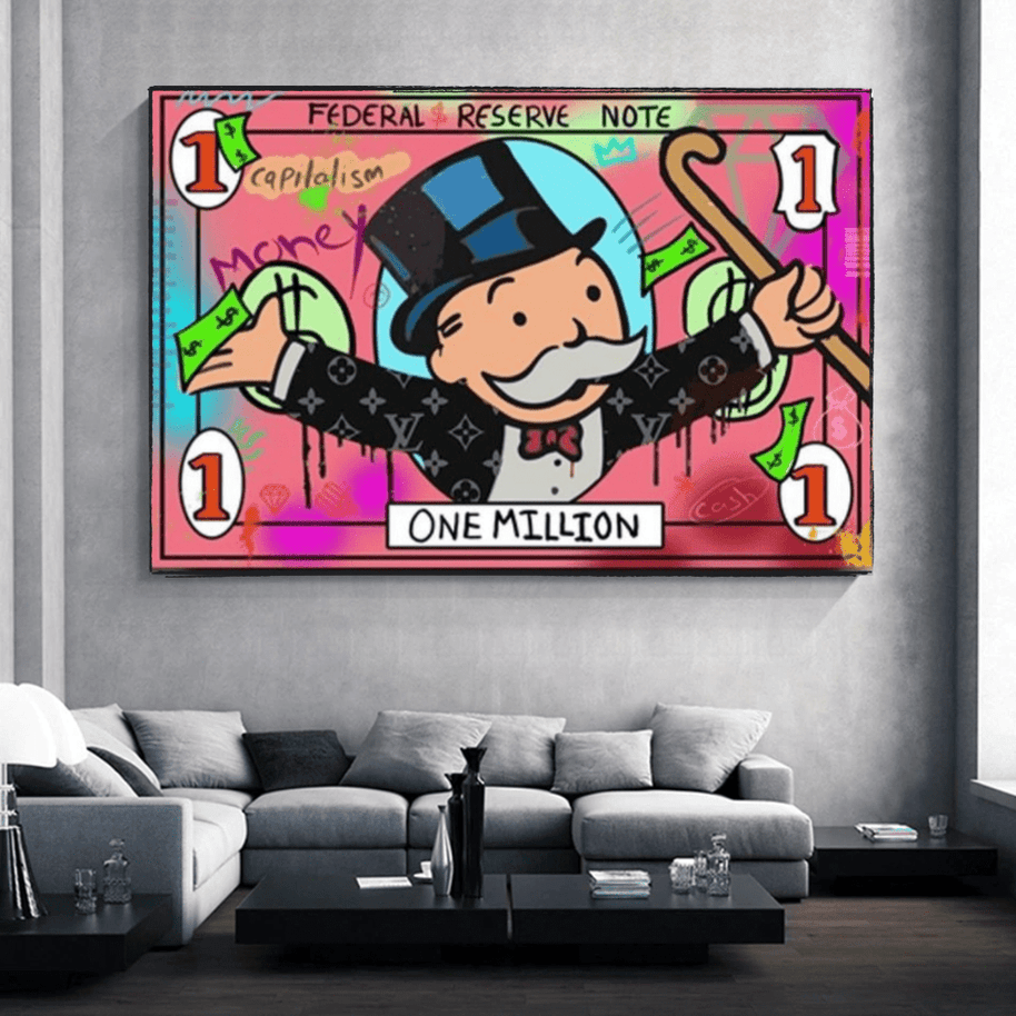 Mr Monopoly Wall Art - One Million Money Art-MinimalisticDecor.com