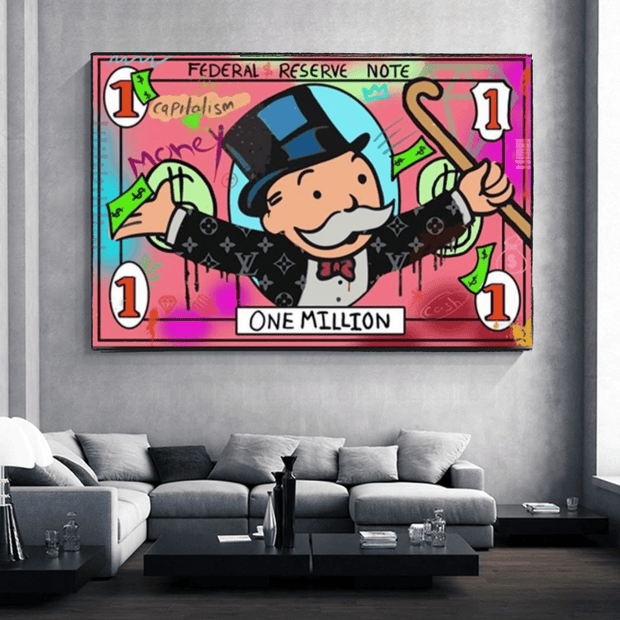 Mr Monopoly Wall Art - One Million Money Art-MinimalisticDecor.com
