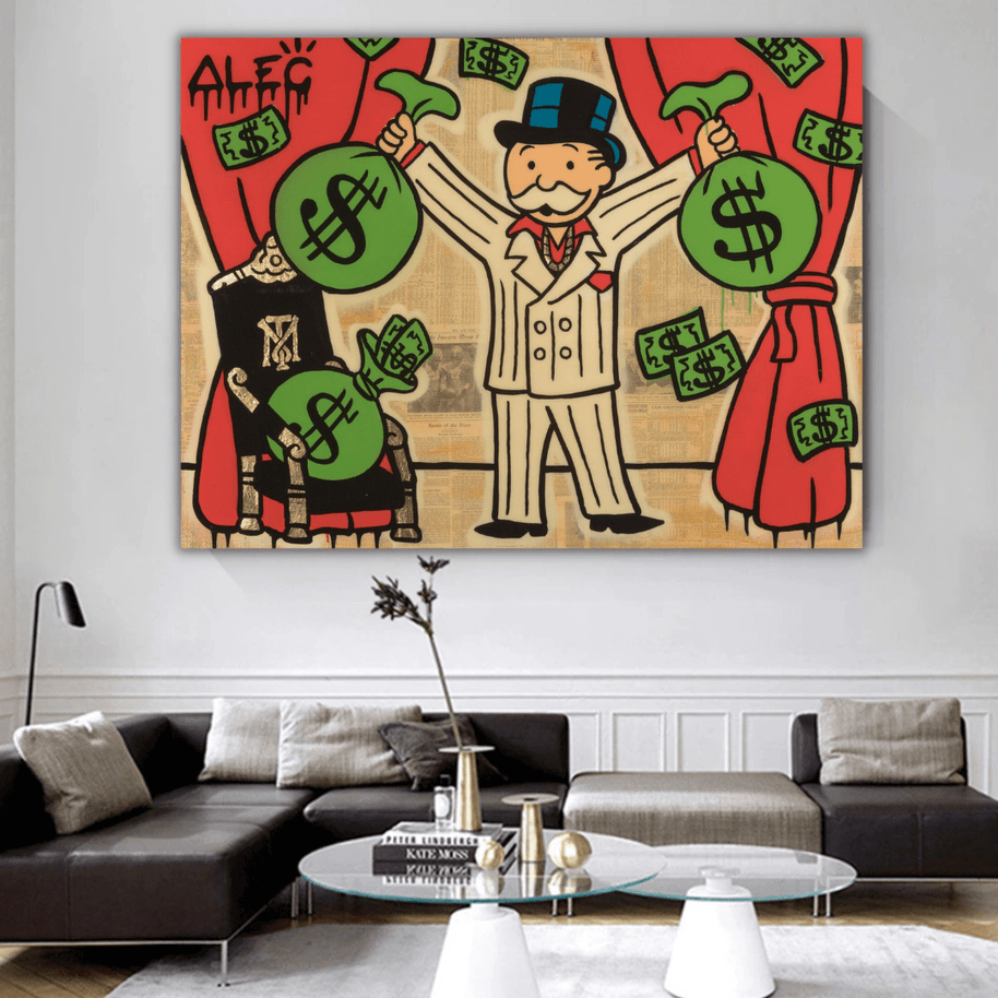 Mr White Money Bags - Alec Monopoly Wall Art-MinimalisticDecor.com