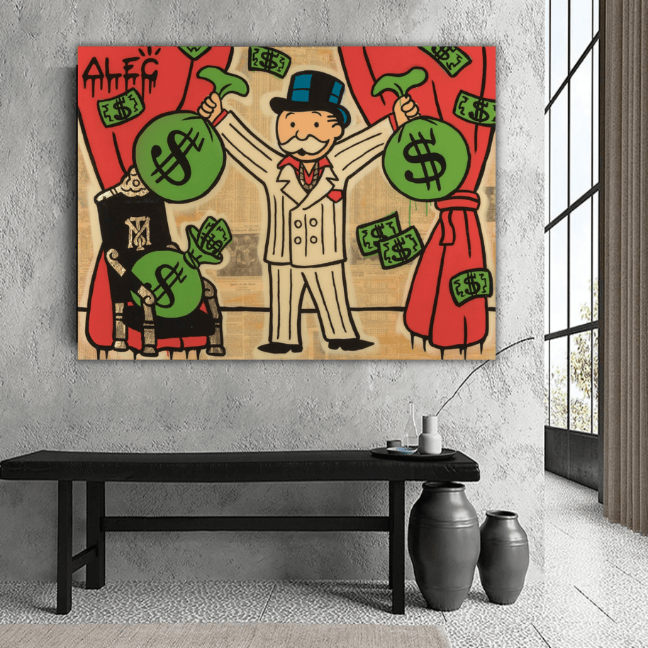 Mr White Money Bags - Alec Monopoly Wall Art-MinimalisticDecor.com
