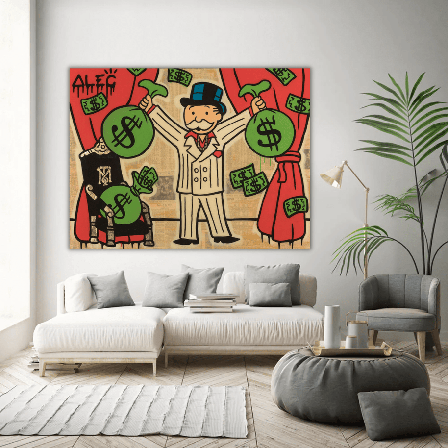 Mr White Money Bags - Alec Monopoly Wall Art-MinimalisticDecor.com