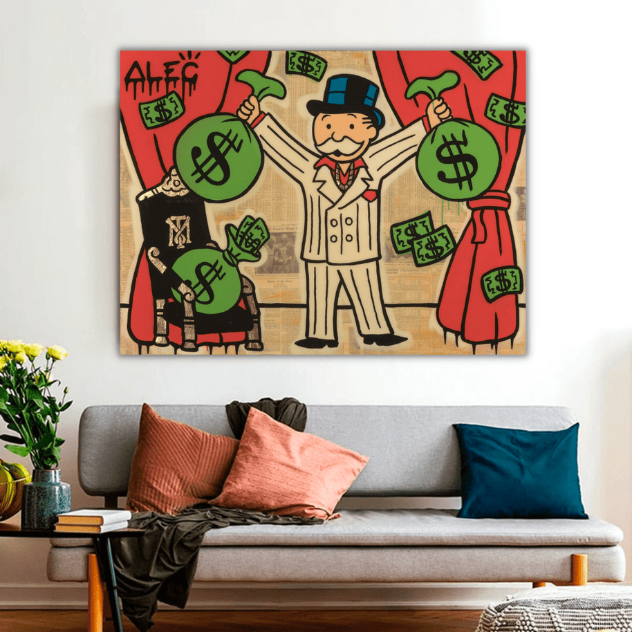 Mr White Money Bags - Alec Monopoly Wall Art-MinimalisticDecor.com