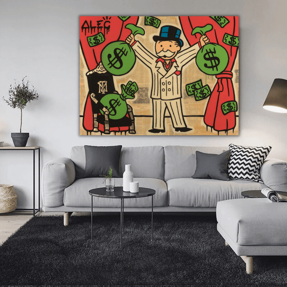 Mr White Money Bags - Alec Monopoly Wall Art-MinimalisticDecor.com