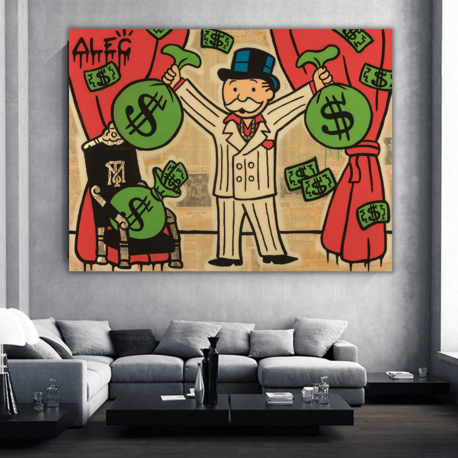 Mr White Money Bags - Alec Monopoly Wall Art-MinimalisticDecor.com