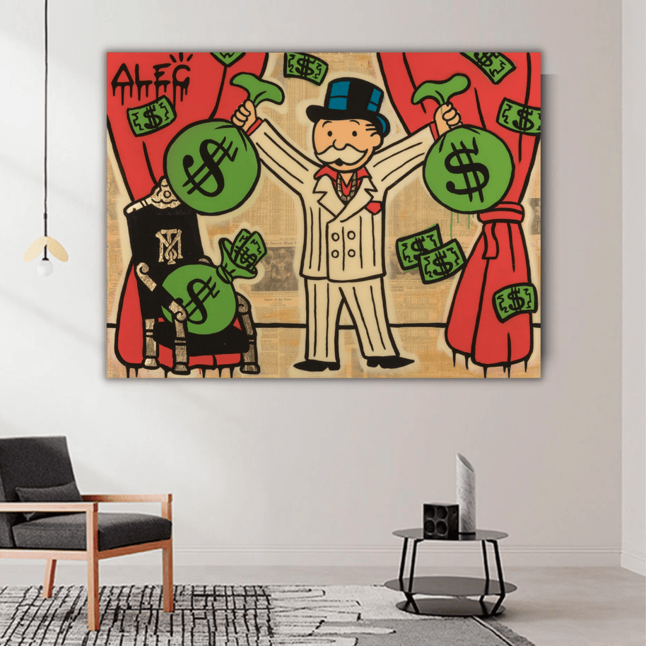 Mr White Money Bags - Alec Monopoly Wall Art-MinimalisticDecor.com