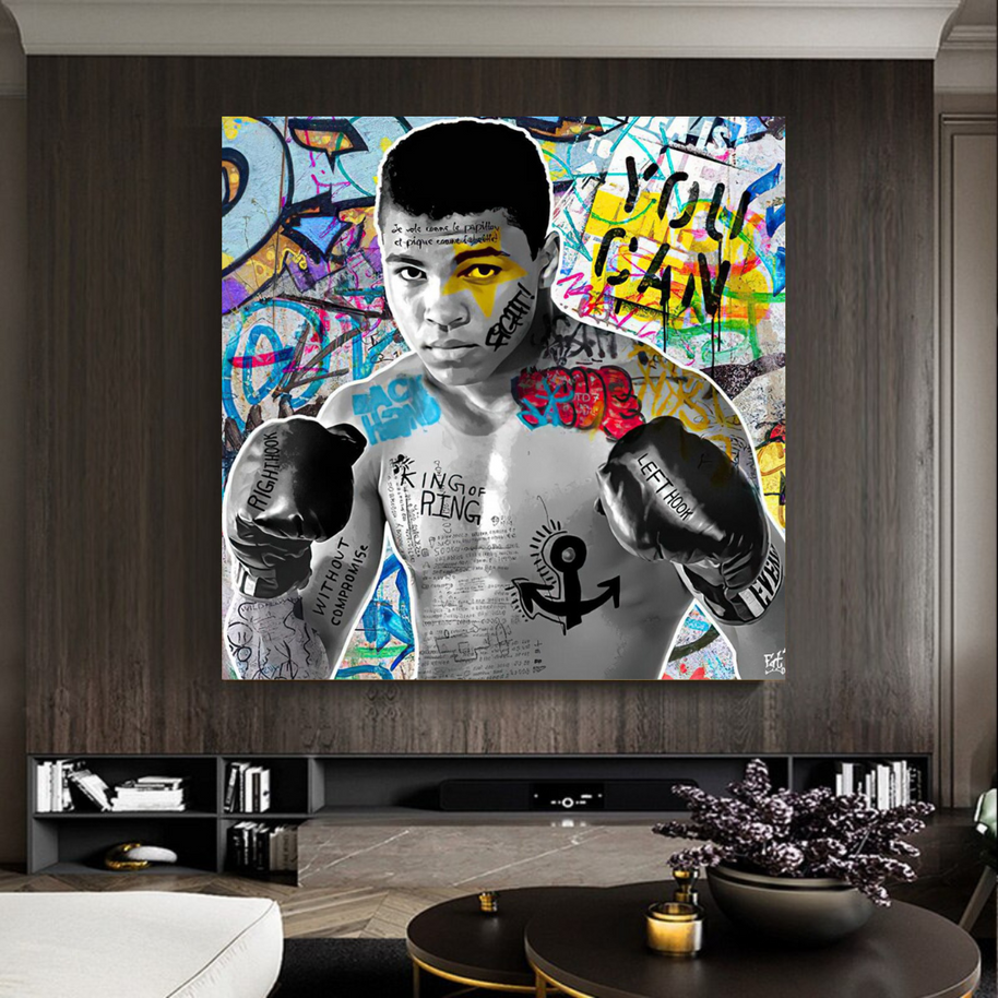 Muhammad Ali Boxer Graffiti Canvas Wall Art-MinimalisticDecor.com