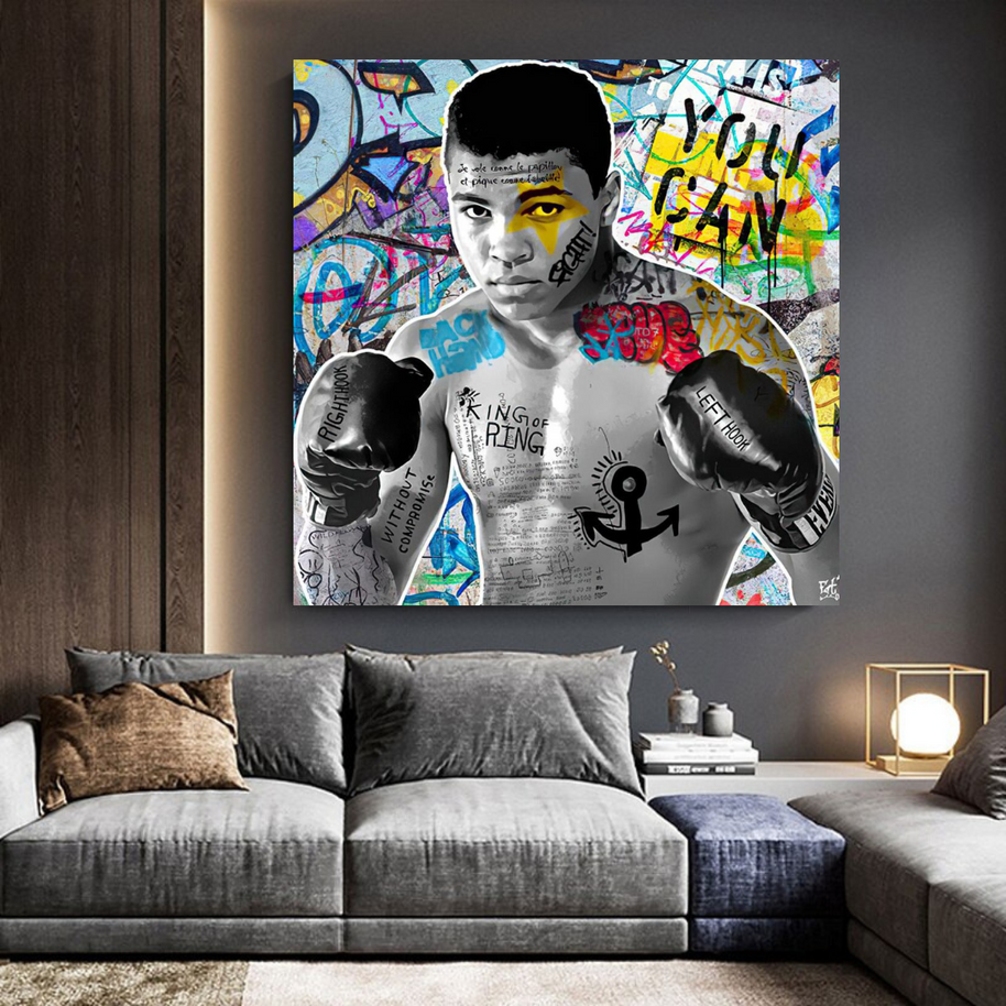 Muhammad Ali Boxer Graffiti Canvas Wall Art-MinimalisticDecor.com