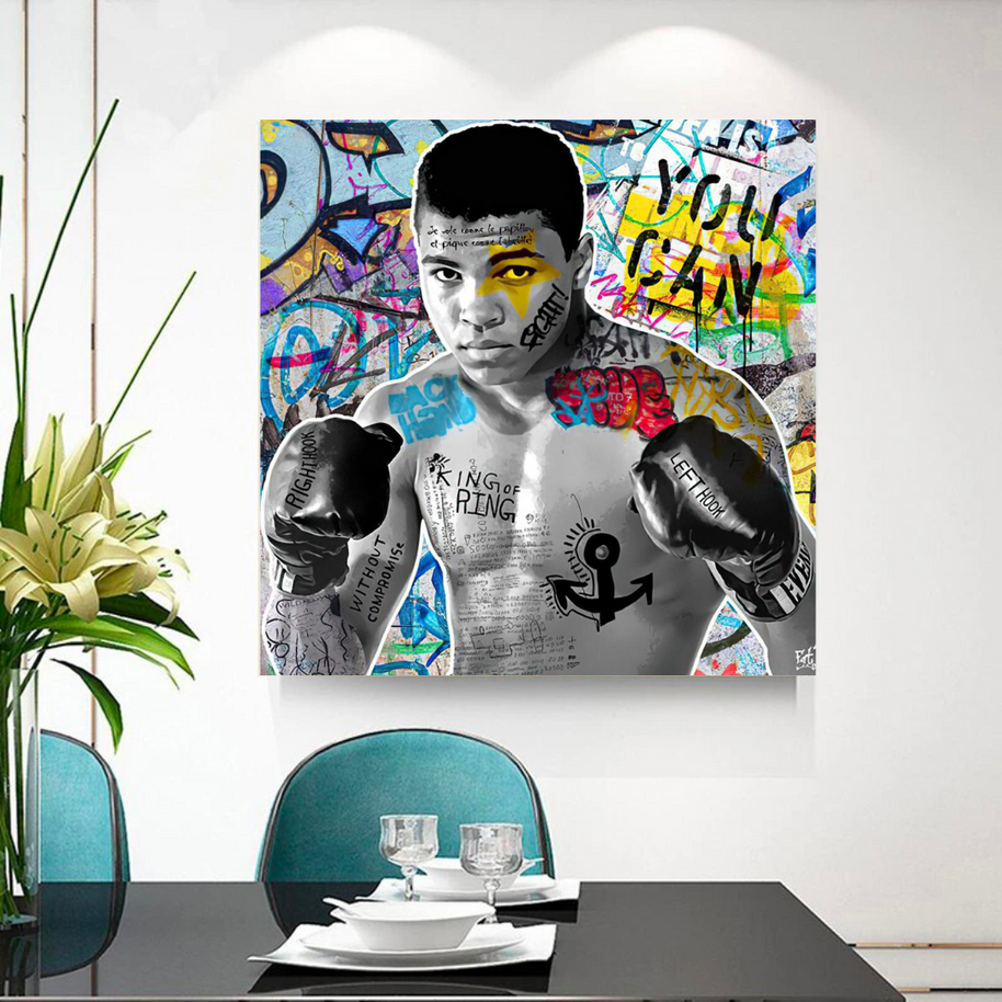 Muhammad Ali Boxer Graffiti Canvas Wall Art-MinimalisticDecor.com