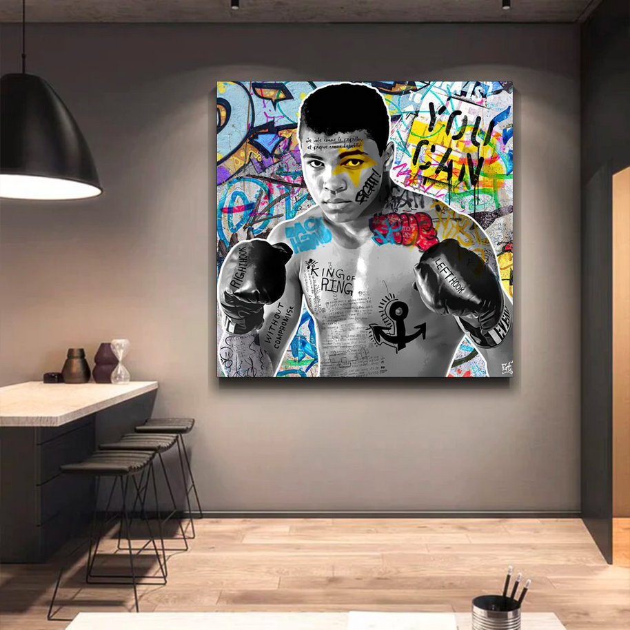 Muhammad Ali Boxer Graffiti Canvas Wall Art-MinimalisticDecor.com