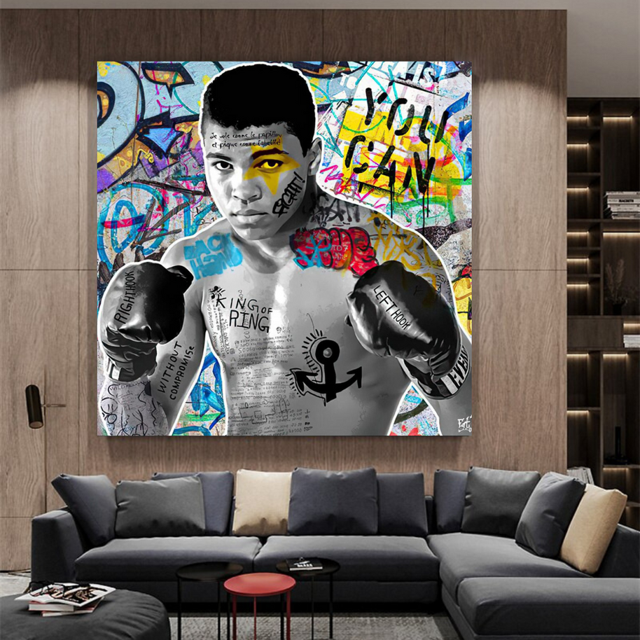 Muhammad Ali Boxer Graffiti Canvas Wall Art-MinimalisticDecor.com