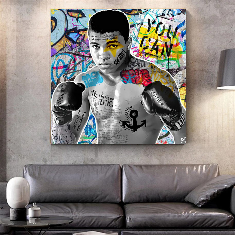 Muhammad Ali Boxer Graffiti Canvas Wall Art-MinimalisticDecor.com