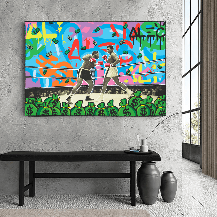 Muhammad Ali Boxing King in the Ring by Alec Canvas Wall Art-MinimalisticDecor.com