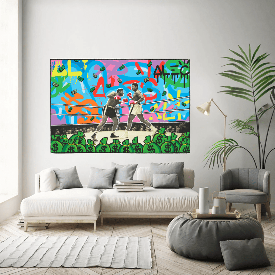 Muhammad Ali Boxing King in the Ring by Alec Canvas Wall Art-MinimalisticDecor.com