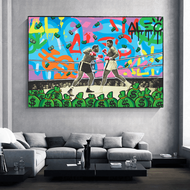 Muhammad Ali Boxing King in the Ring by Alec Canvas Wall Art-MinimalisticDecor.com